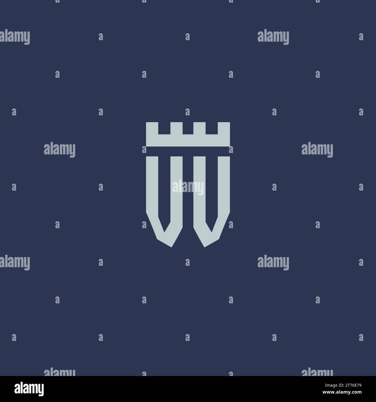 VV logo monogram with fortress castle and shield style design ideas ...