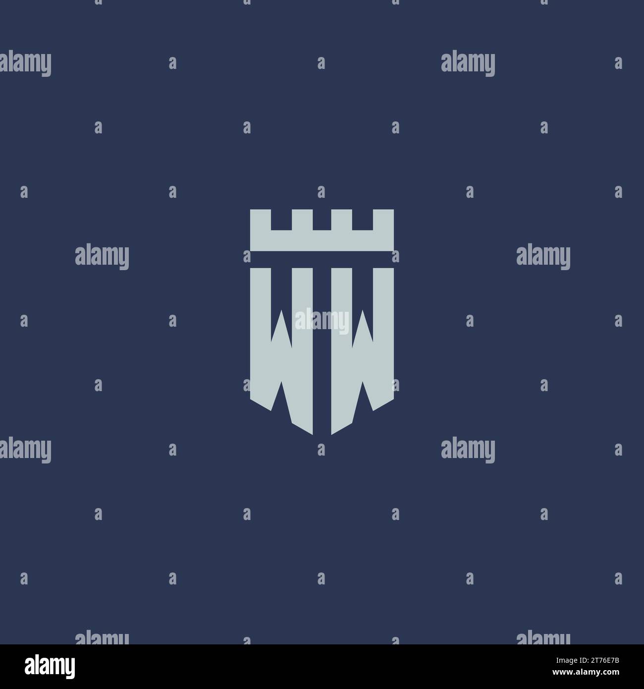 WW logo monogram with fortress castle and shield style design ideas ...