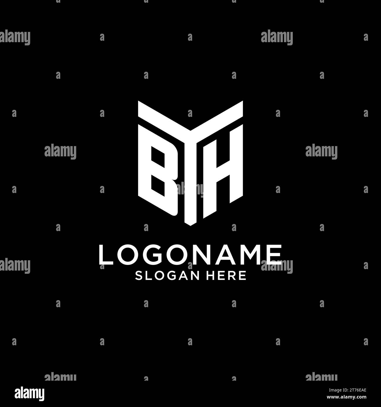 BH mirror initial logo, creative bold monogram initial design style vector graphic Stock Vector