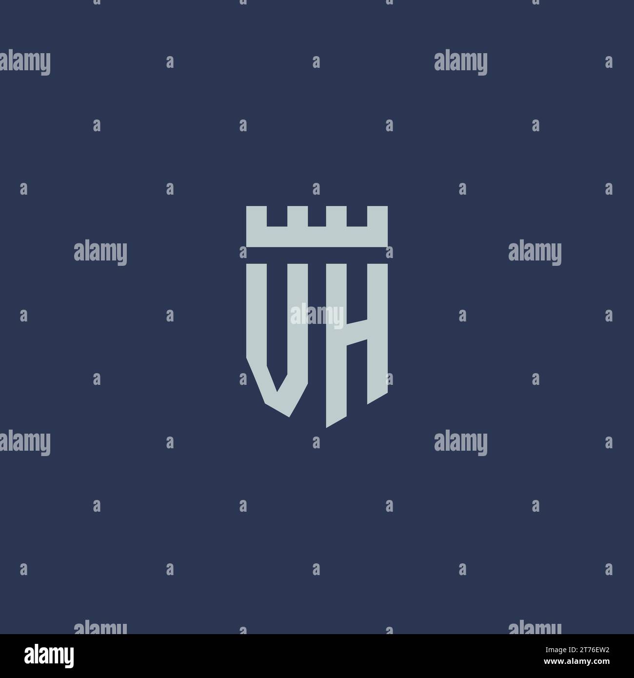 VH logo monogram with fortress castle and shield style design ideas ...
