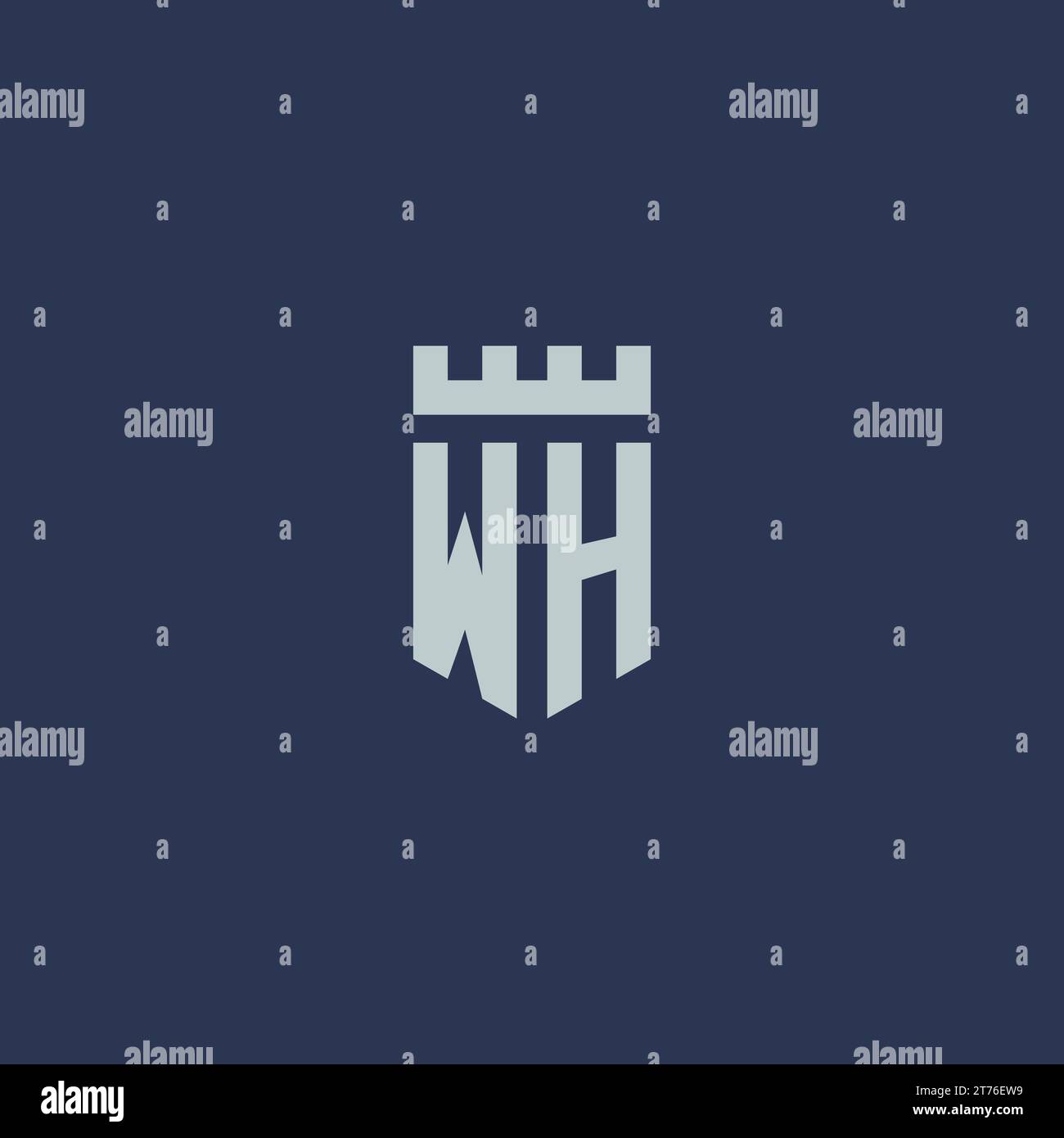 Wh Stock WH logo monogram with fortress castle and shield style design ideas ...