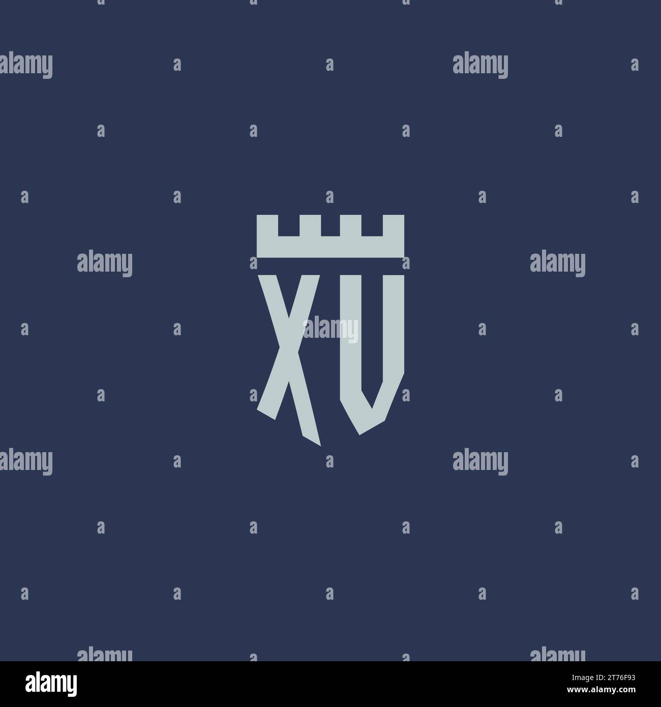 XV logo monogram with fortress castle and shield style design ideas ...
