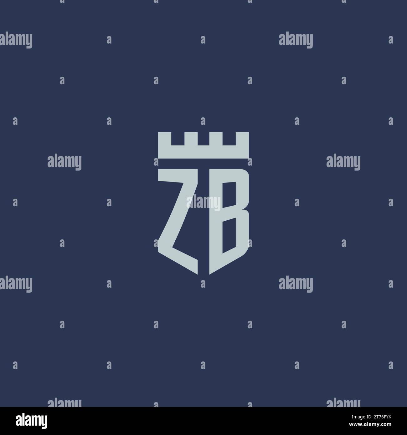 ZB logo monogram with fortress castle and shield style design ideas Stock Vector