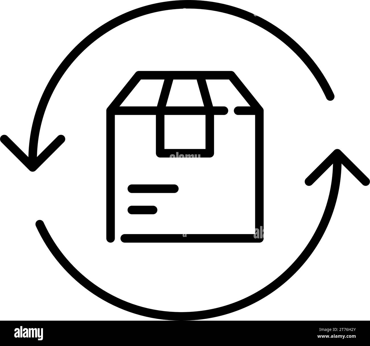 Goods return or exchange symbol. Delivery parcel box and return arrows ...