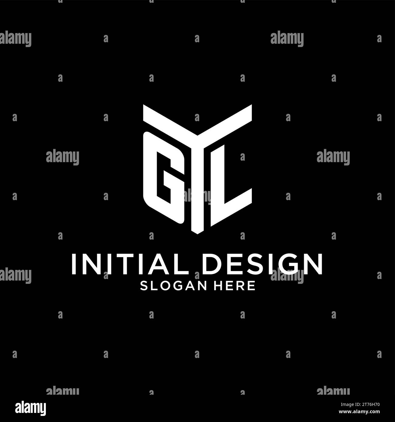 GL mirror initial logo, creative bold monogram initial design style vector graphic Stock Vector