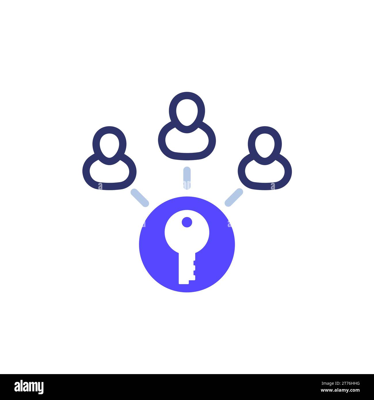 Collective ownership icon with people and a key Stock Vector