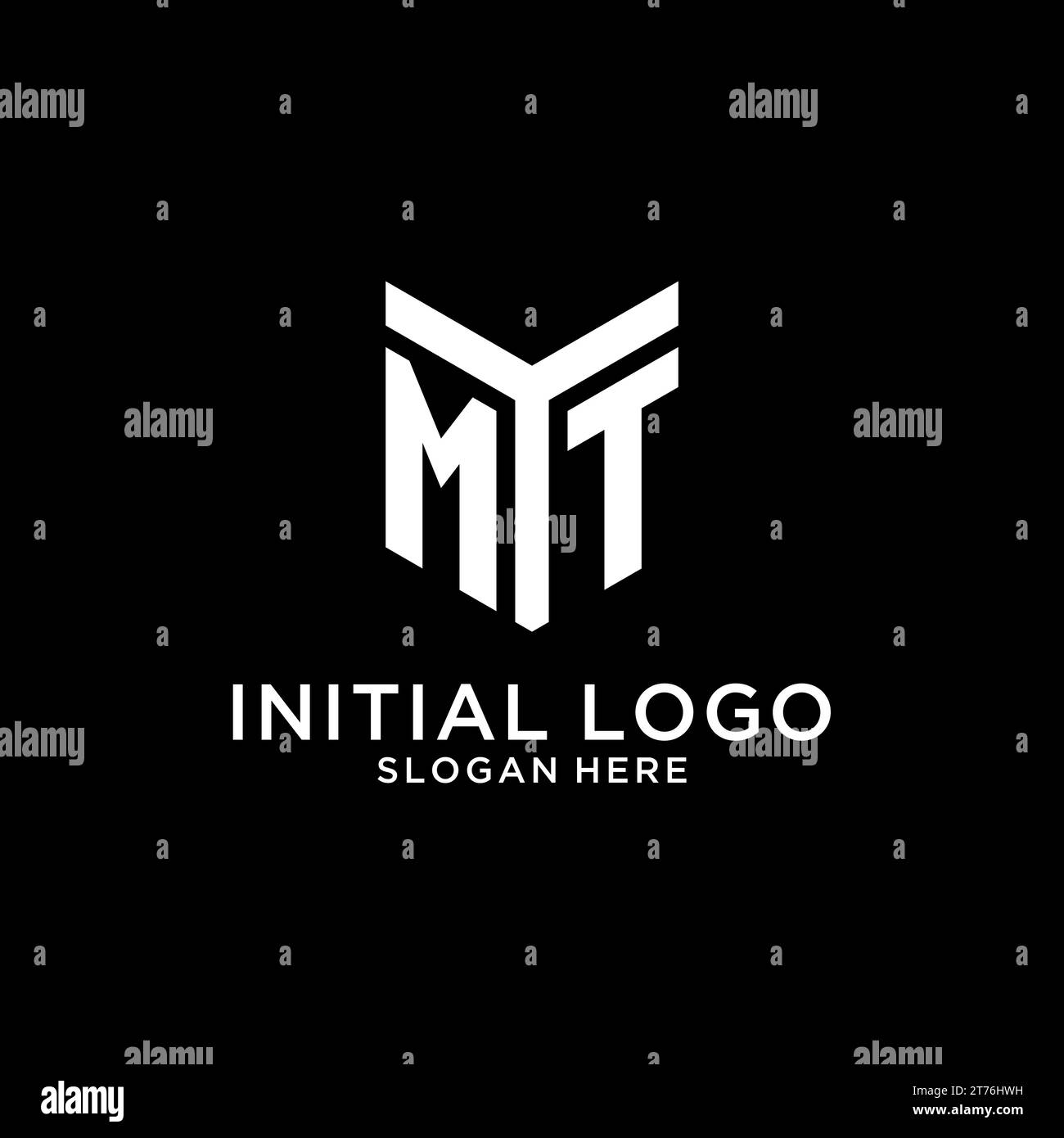 MT mirror initial logo, creative bold monogram initial design style vector graphic Stock Vector
