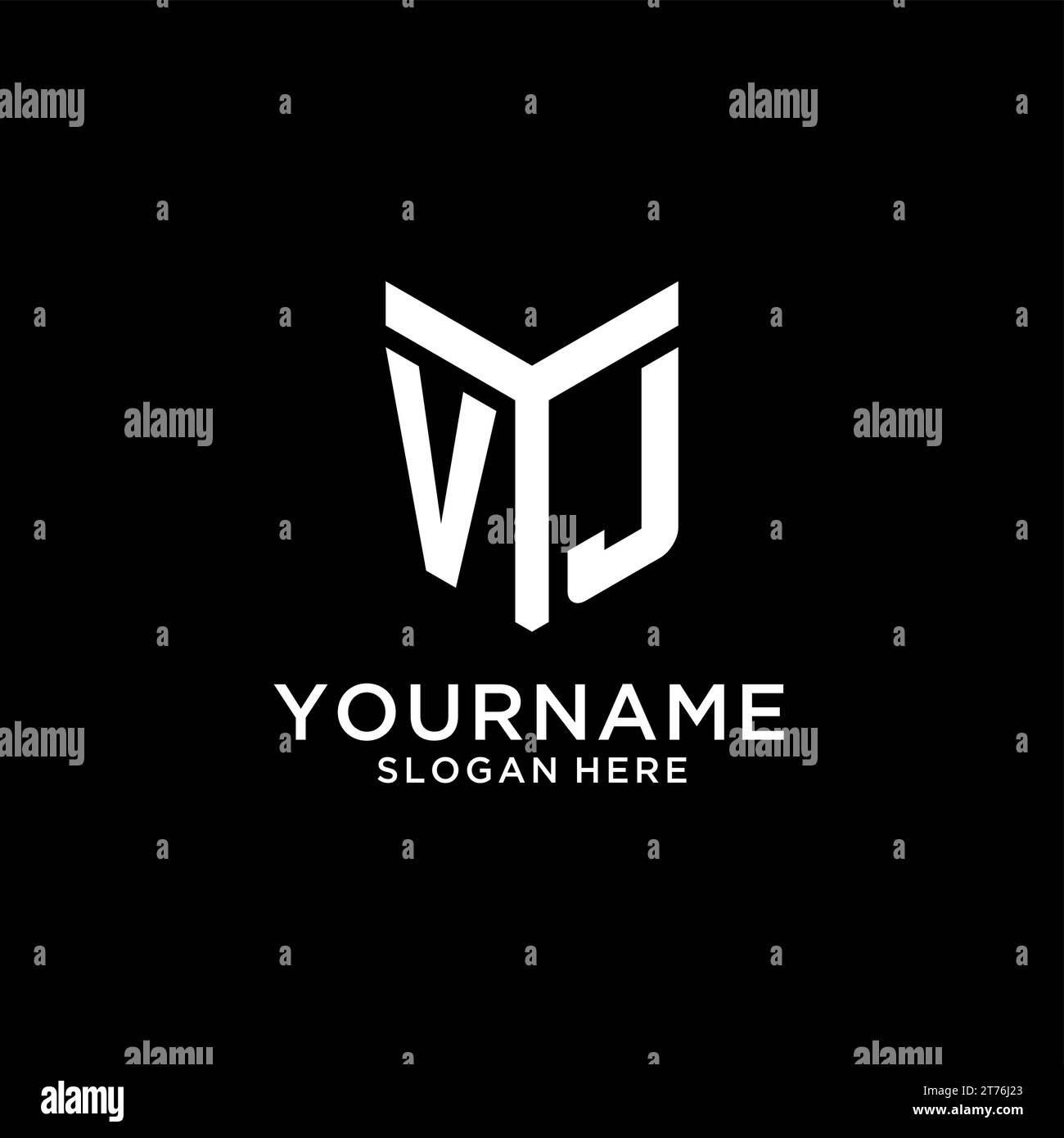 VJ mirror initial logo, creative bold monogram initial design style vector graphic Stock Vector