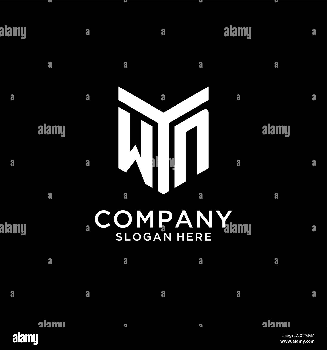 WN mirror initial logo, creative bold monogram initial design style
