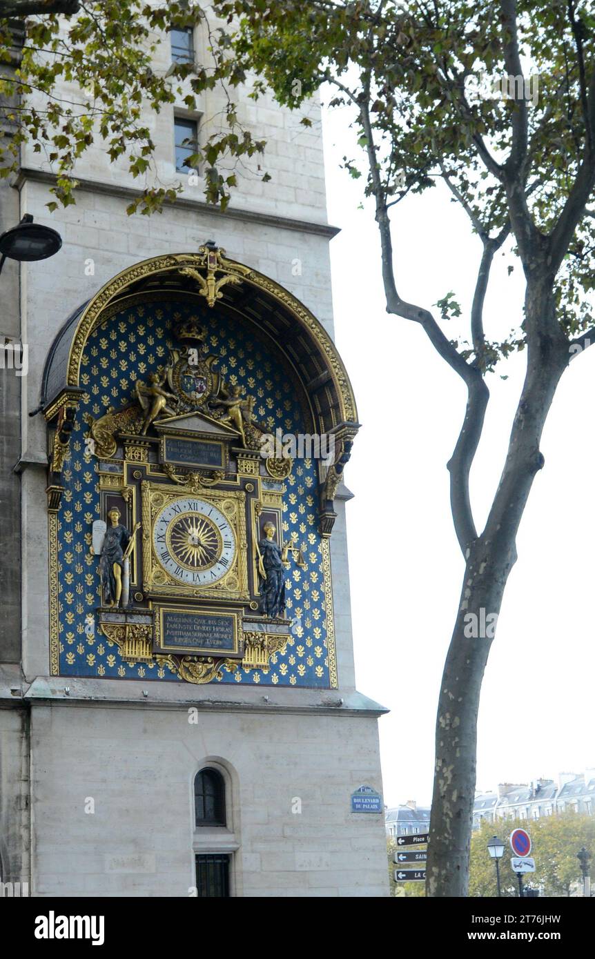 The oldest public clock in France Palais-de-la-Cité, Paris, France. Stock Photo