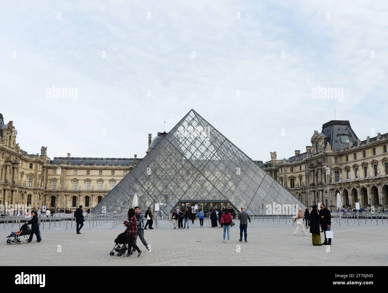 The iconic Pyramide du Louvre at the Louvre museum in Paris, France. Stock Photo