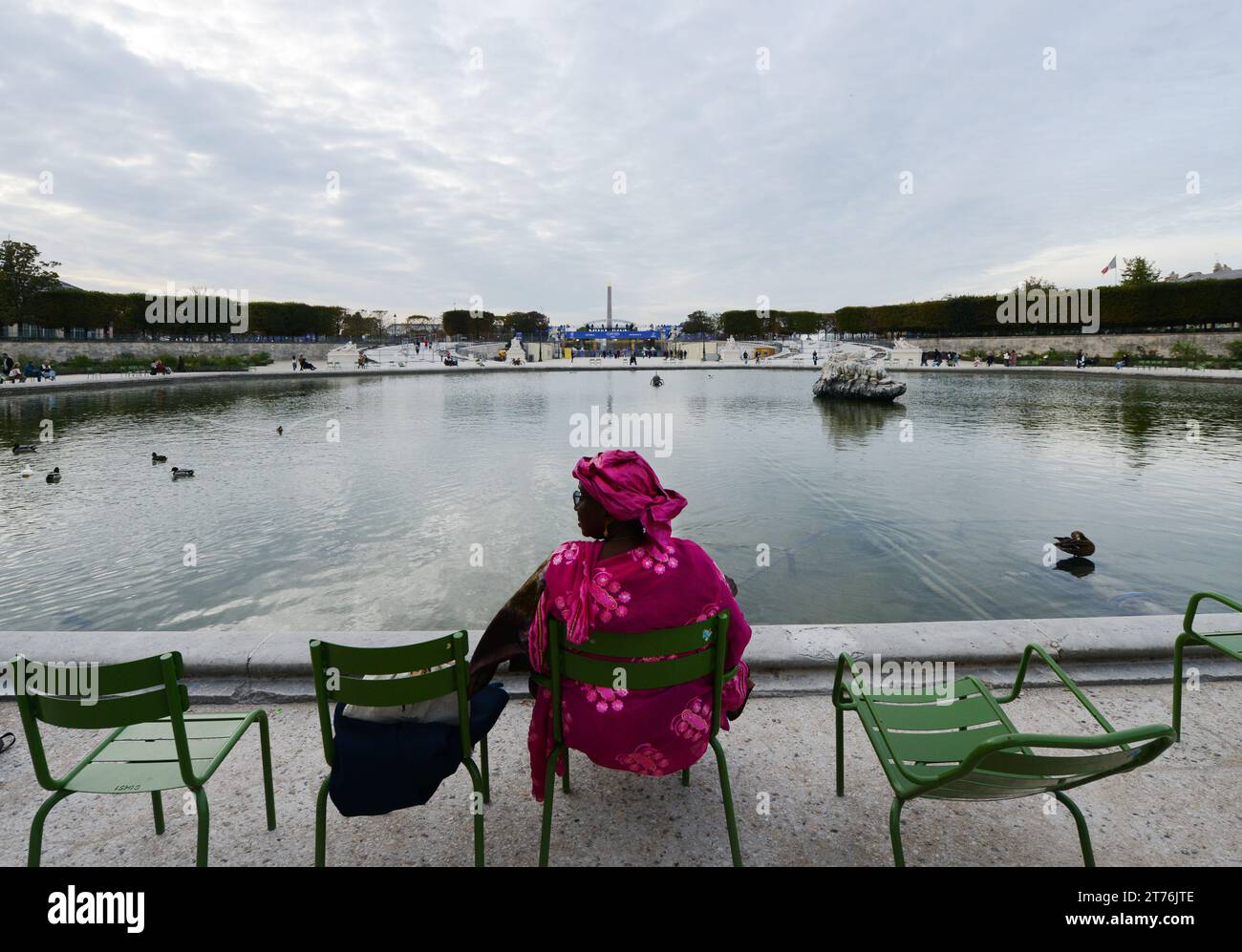 The Bassin Octogonal at the Tuileries Garden in Paris, France. Stock Photo