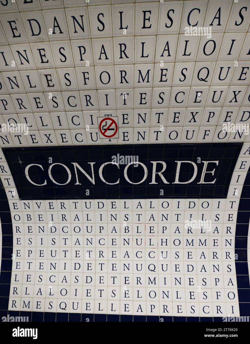 Wall decoration at the Concorde Metro station in Paris, France. Stock Photo