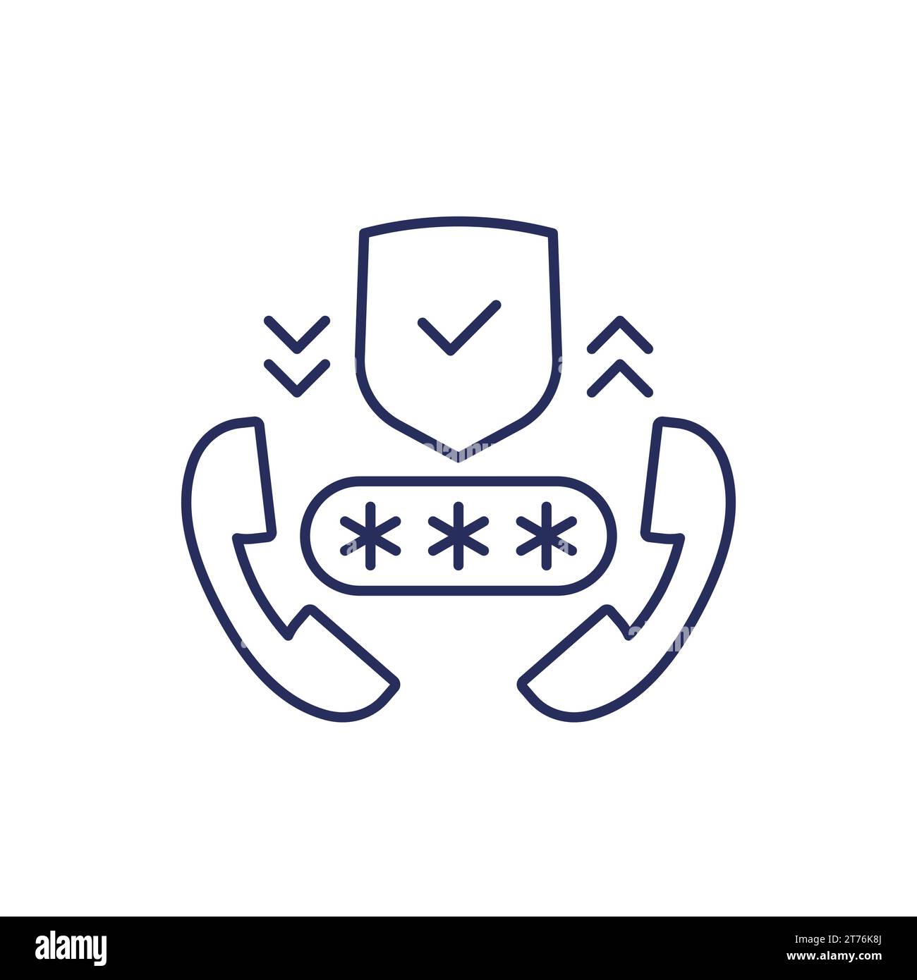 Encrypt phone calls line icon Stock Vector