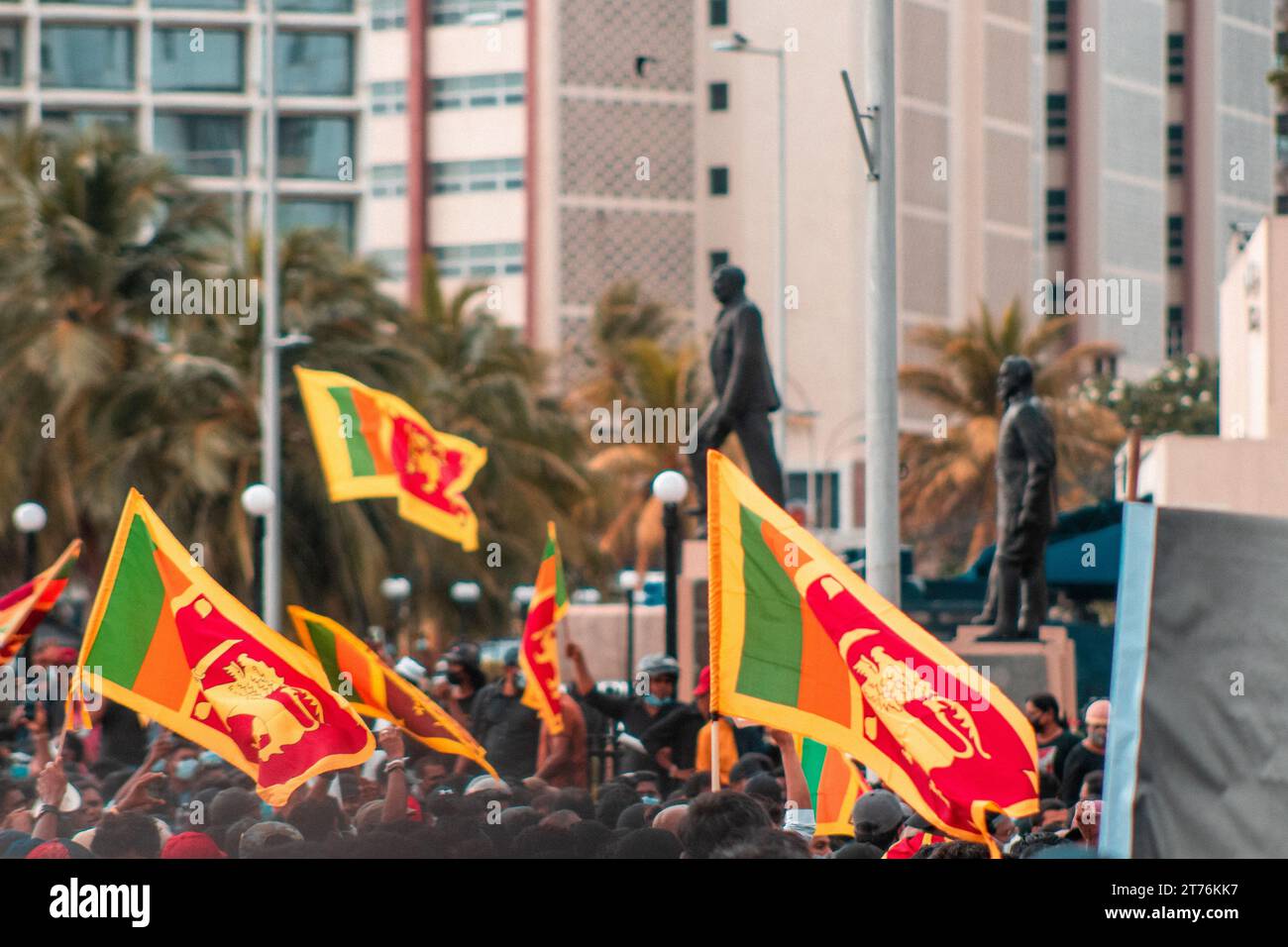 A crowd of people at the demonstration in Colombo, Sri Lanka Stock ...