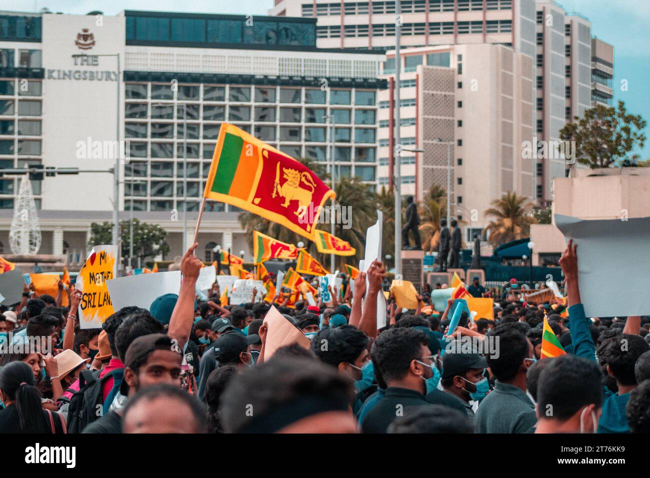 A crowd of people at the demonstration in Colombo, Sri Lanka Stock ...