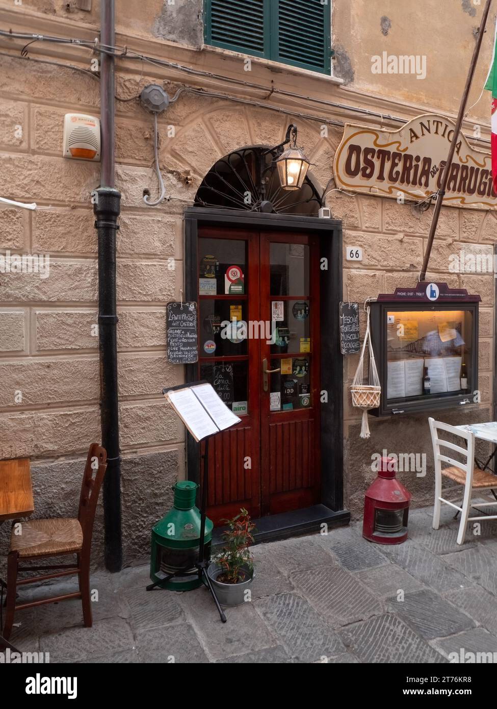 PORTO VENERE, ITALY - SEPTEMBER 17, 2023: Entrance to the Antica Osteria del Carugio restaurant Stock Photo