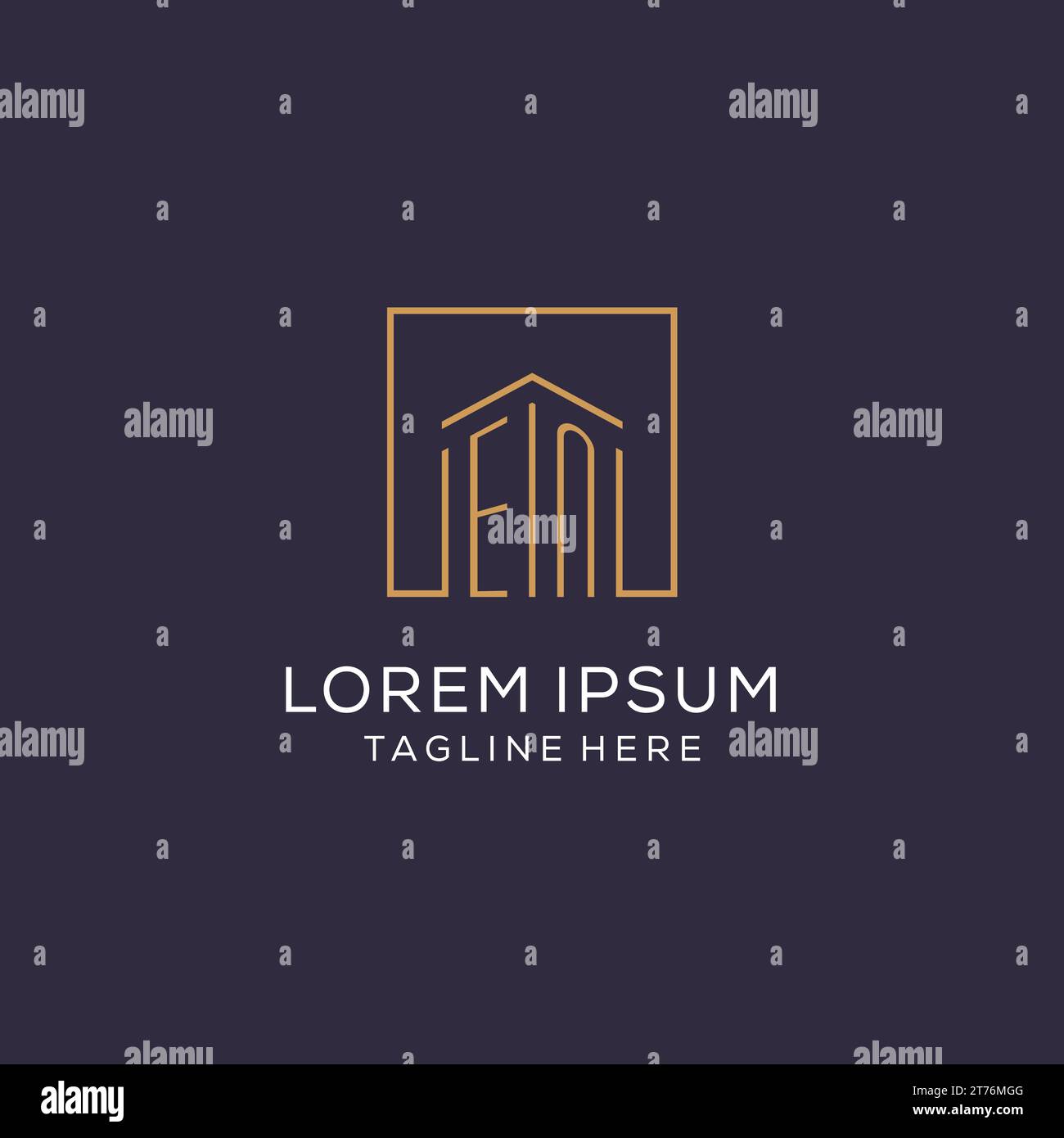 Initial EN logo with square lines, luxury and elegant real estate logo ...