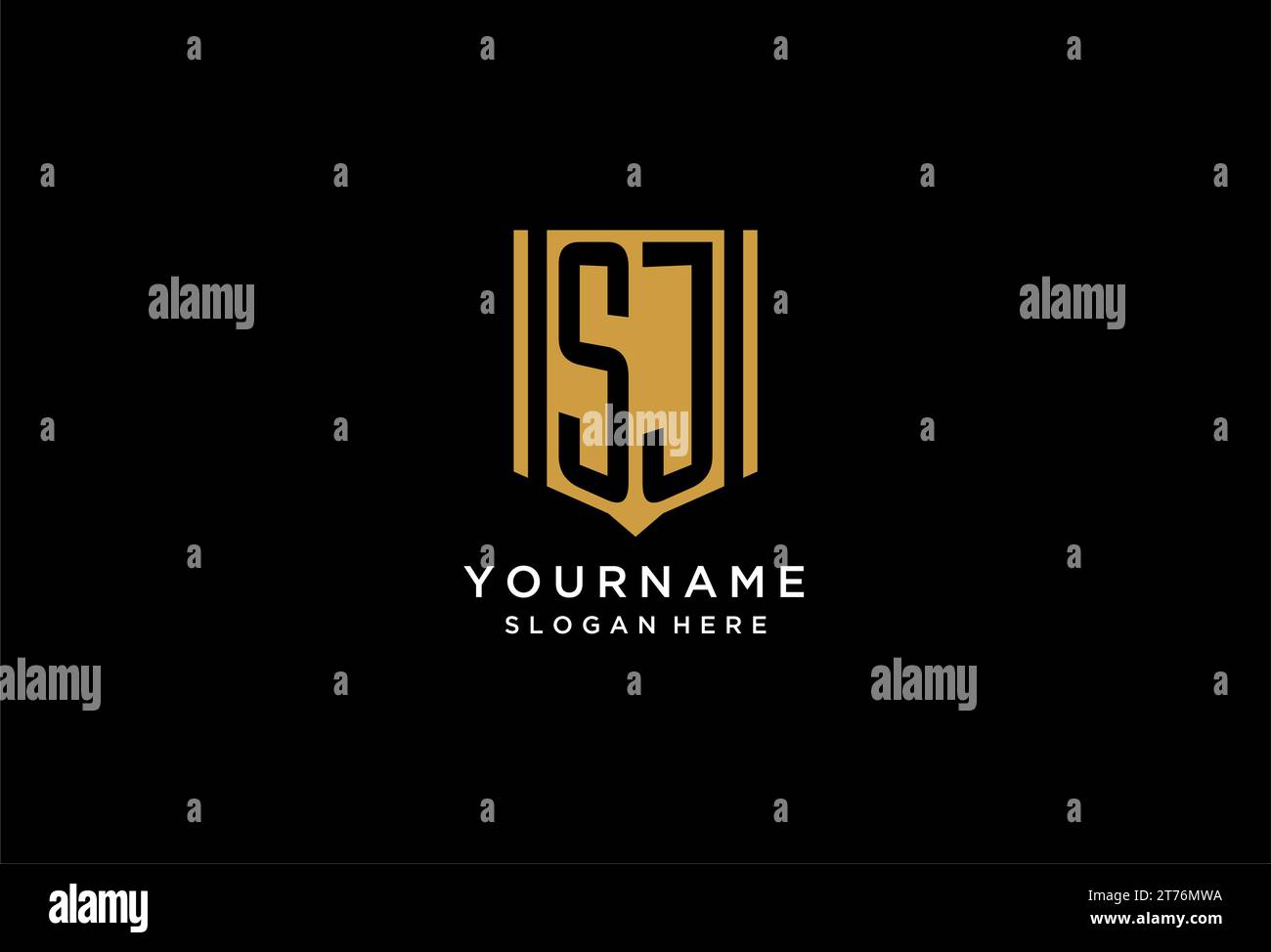 SJ monogram logo with geometric shield icon design inspiration Stock Vector