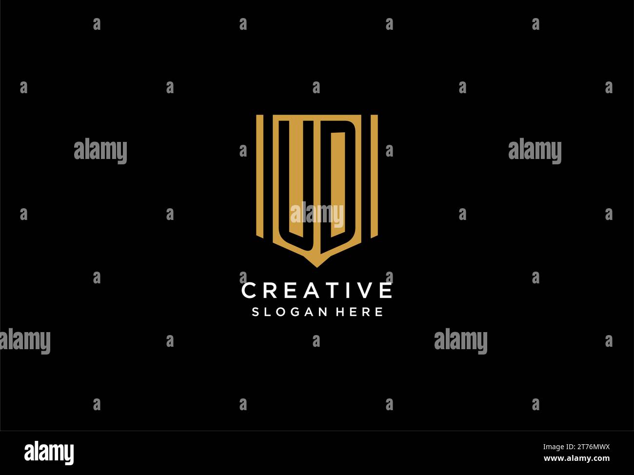 UD monogram logo with geometric shield icon design inspiration Stock Vector