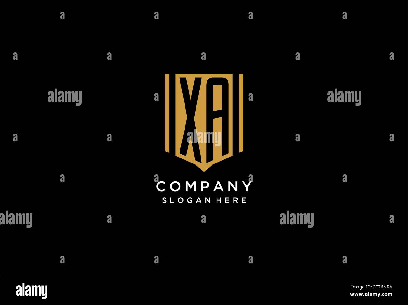 XA monogram logo with geometric shield icon design inspiration Stock Vector