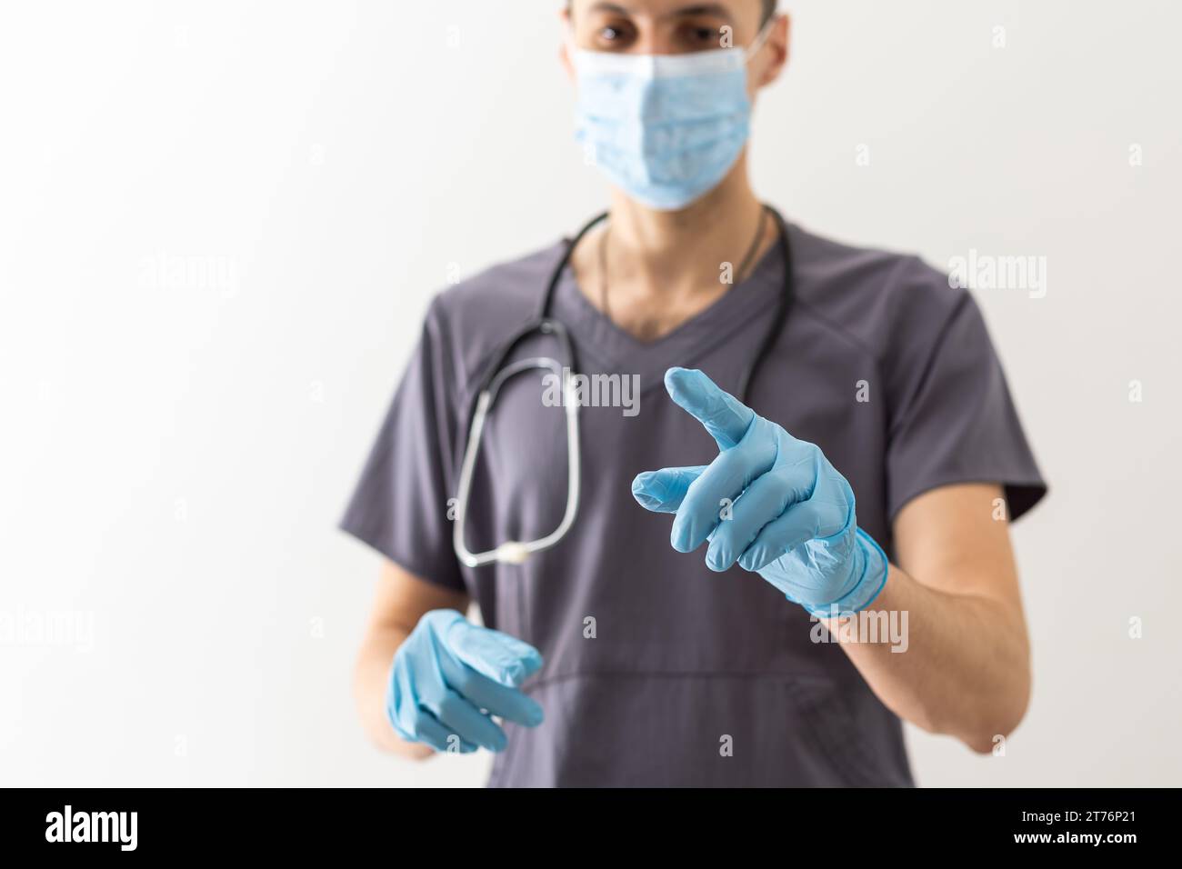 Photo of a doctor pointing his finger Stock Photo