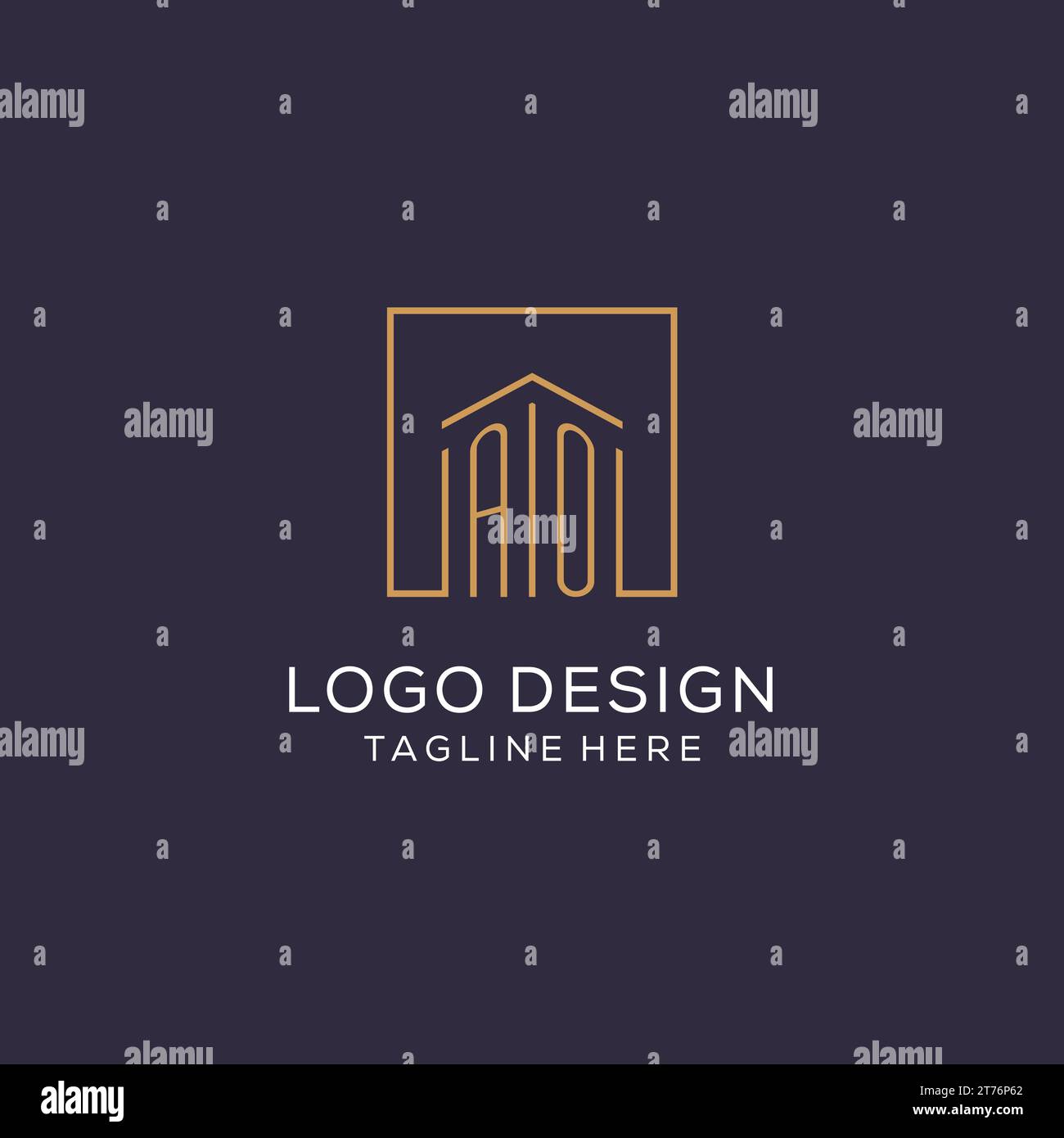 Initial AO logo with square lines, luxury and elegant real estate logo design vector graphic Stock Vector