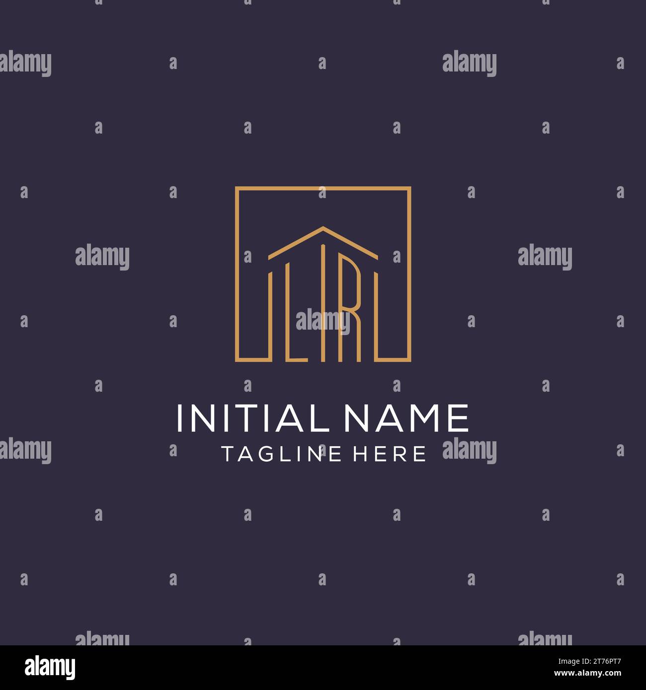 Initial LR logo with square lines, luxury and elegant real estate logo