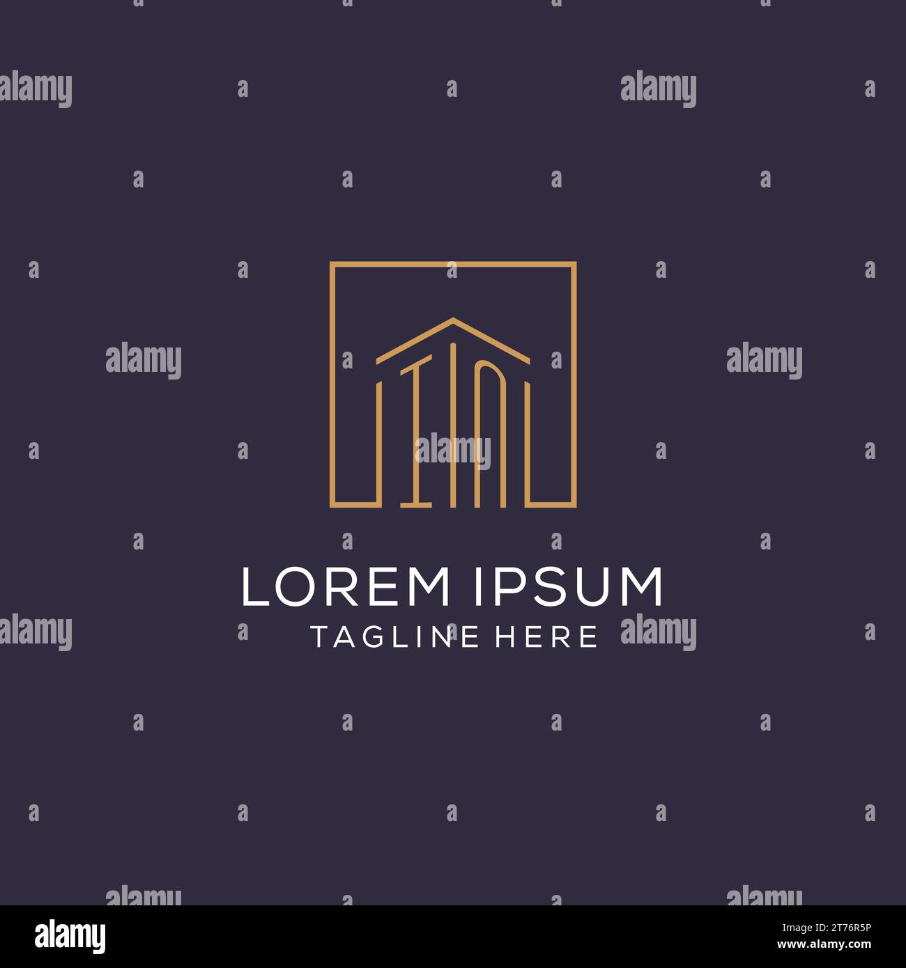 Initial IN logo with square lines, luxury and elegant real estate logo ...