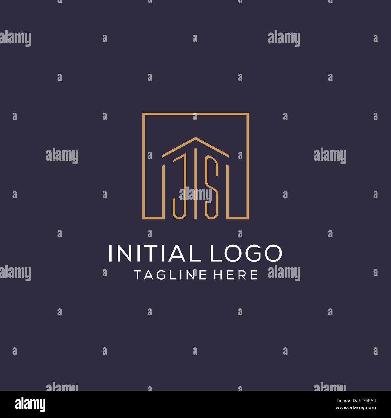 Initial JS logo with square lines, luxury and elegant real estate logo ...