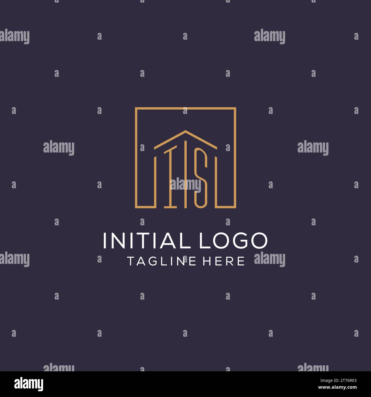 Initial IS logo with square lines, luxury and elegant real estate logo ...