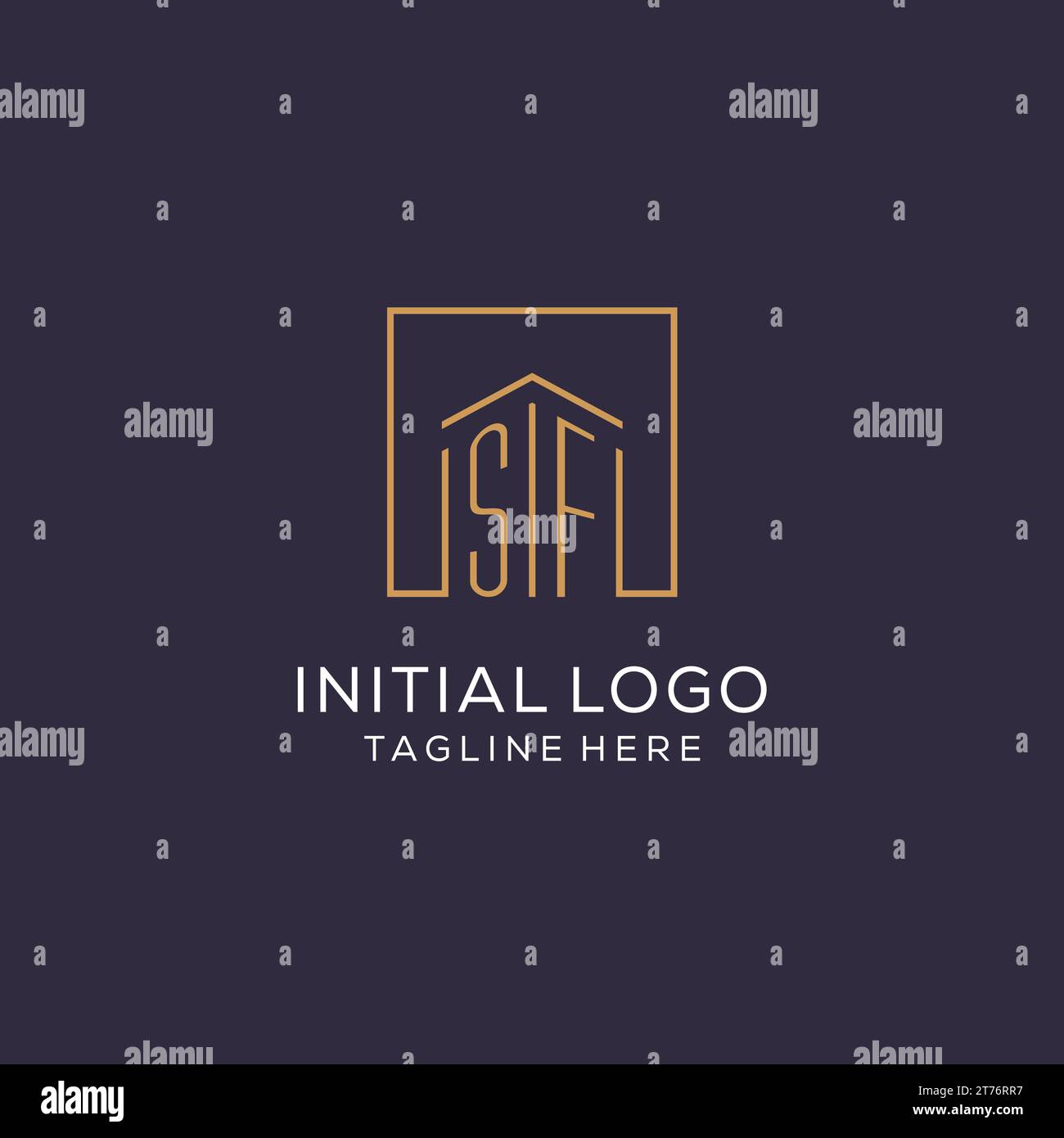 Initial SF logo with square lines, luxury and elegant real estate logo