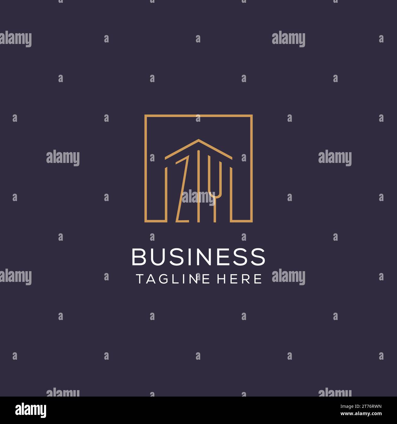Initial ZY logo with square lines, luxury and elegant real estate logo ...