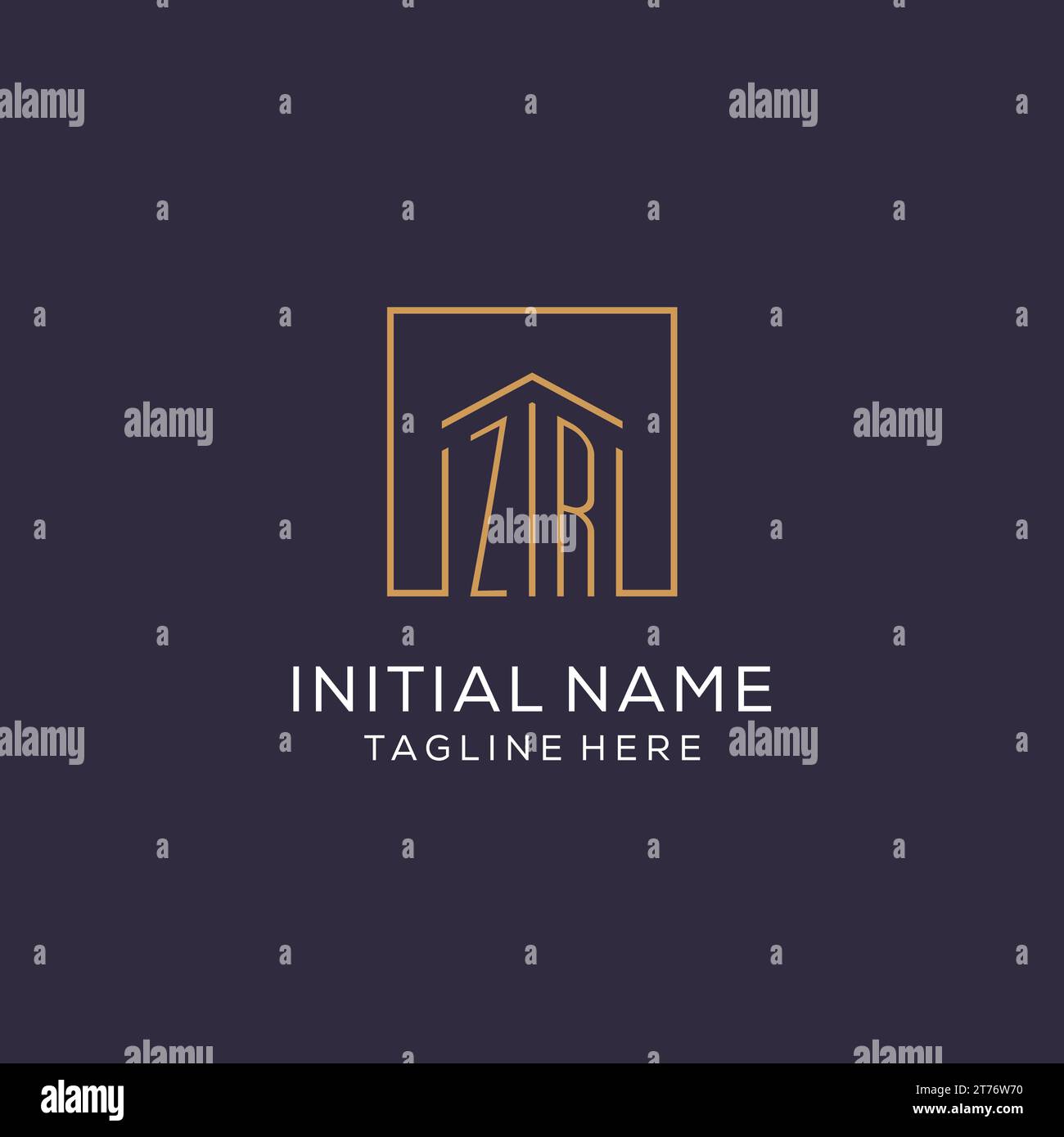 Initial ZR logo with square lines, luxury and elegant real estate logo ...