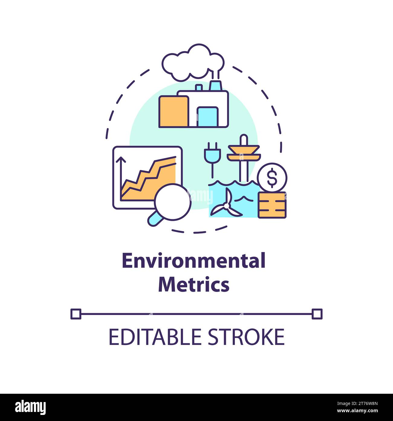 2D thin linear icon environmental metrics concept Stock Vector Image