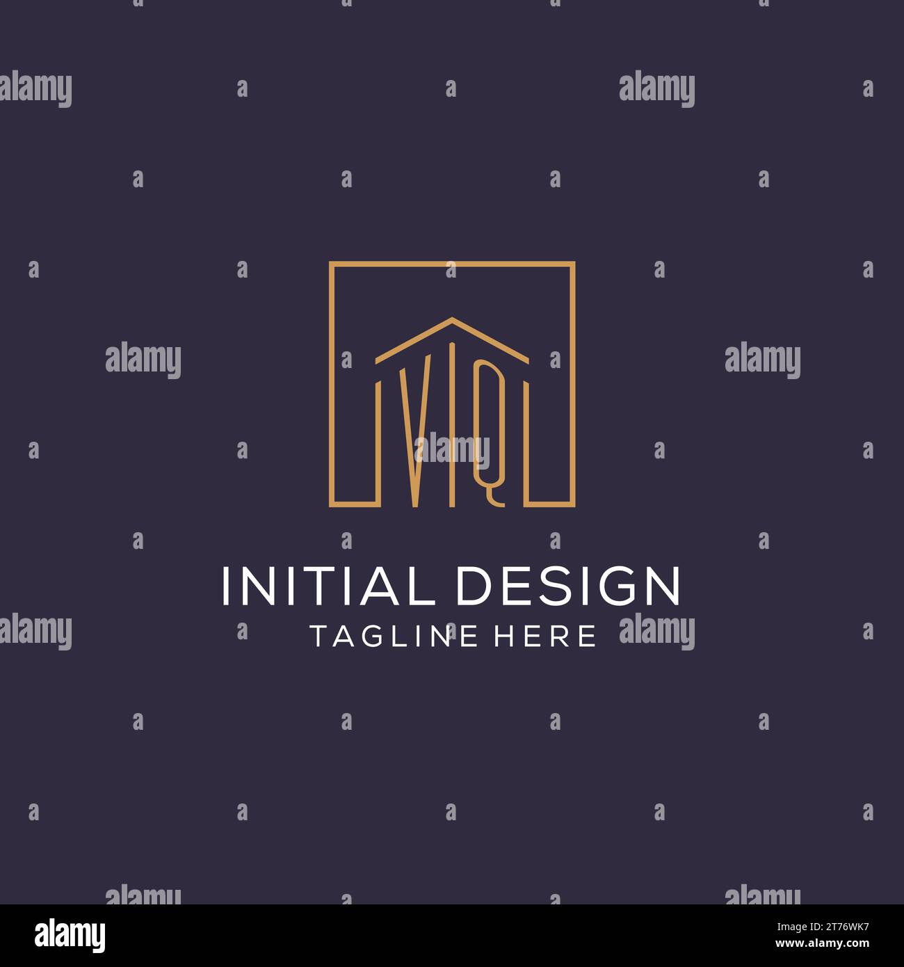 Initial VQ logo with square lines, luxury and elegant real estate logo ...