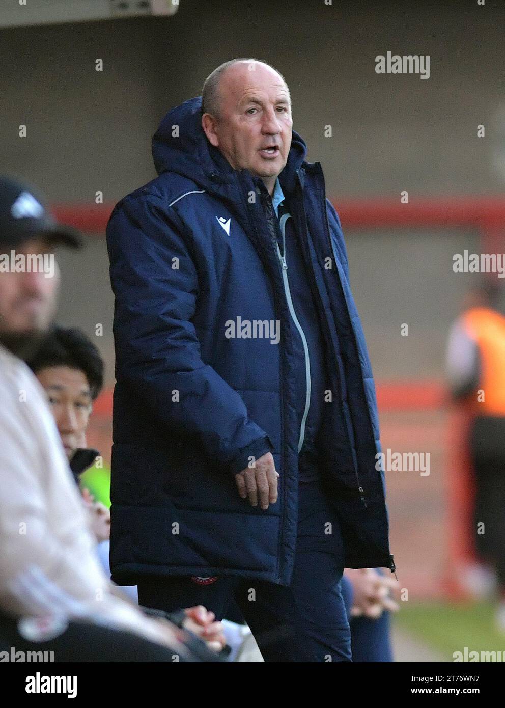 John Coleman the Accrington Stanley manager during the Sky Bet EFL League Two match between Crawley Town and Accrington Stanley at the Broadfield Stadium  , Crawley , UK - 11th November 2023. Photo Simon Dack / Telephoto Images Editorial use only. No merchandising. For Football images FA and Premier League restrictions apply inc. no internet/mobile usage without FAPL license - for details contact Football Dataco. Photo Simon Dack / Telephoto Images Editorial use only. No merchandising. For Football images FA and Premier League restrictions apply inc. no internet/mobile usage without FAPL licen Stock Photo