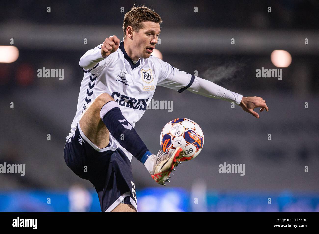 Aarhus, Denmark. 12th, November 2023. Frederik Brandhof (29) of AGF