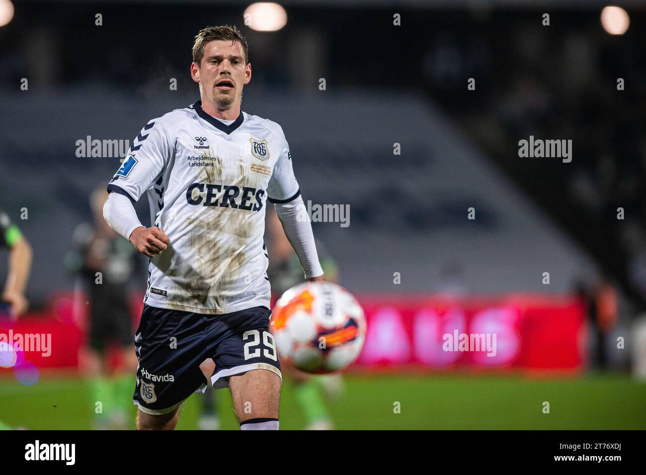 Aarhus, Denmark. 12th, November 2023. Frederik Brandhof (29) of AGF