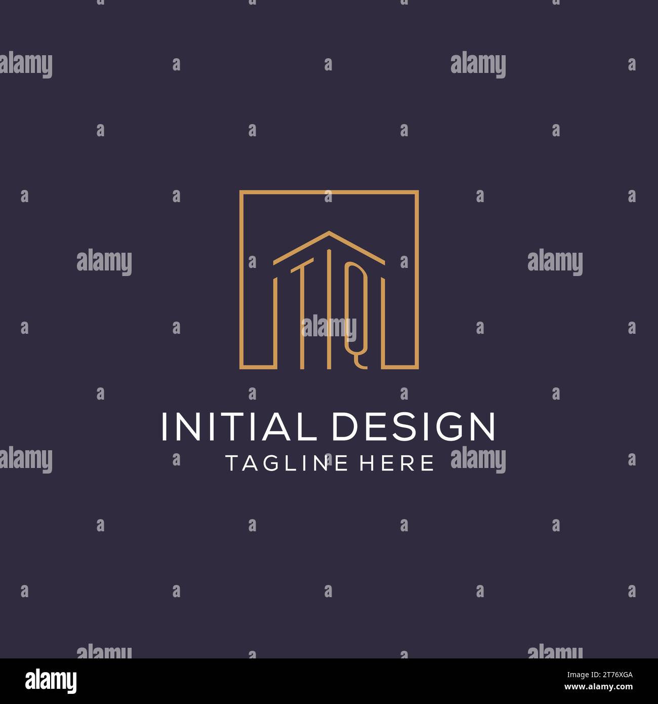Initial TQ logo with square lines, luxury and elegant real estate logo ...