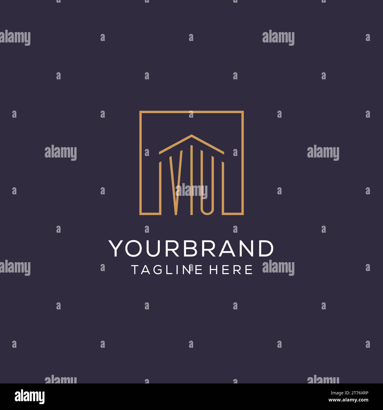 Initial VU logo with square lines, luxury and elegant real estate logo ...