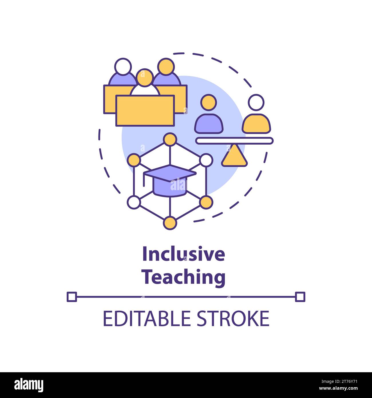 Thin line colorful icon inclusive teaching concept Stock Vector