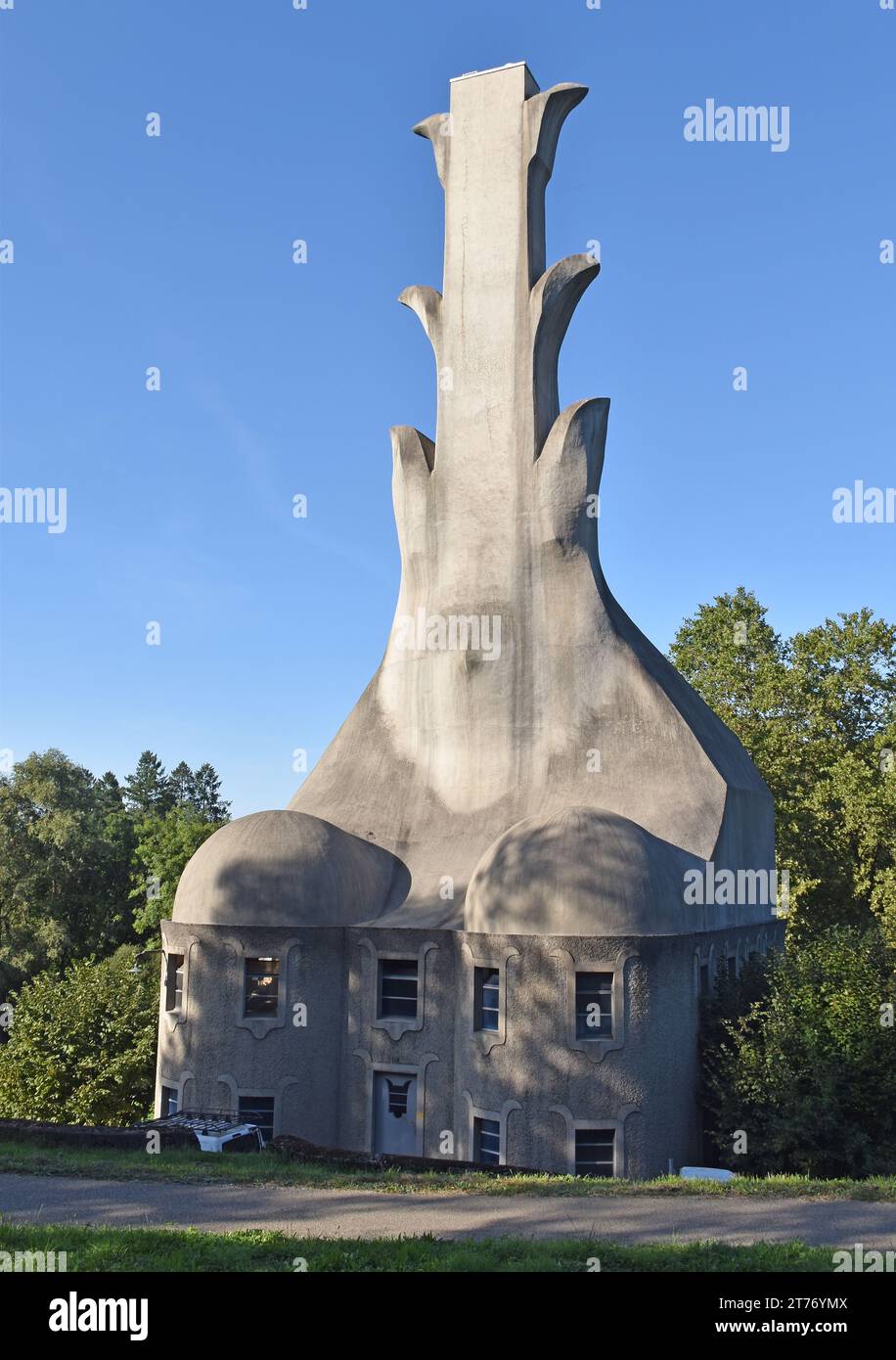 The boiler house of the Goetheanum,designed by Rudolf Steiner, with distinctly erotic form in sculpted in-situ concrete Stock Photo