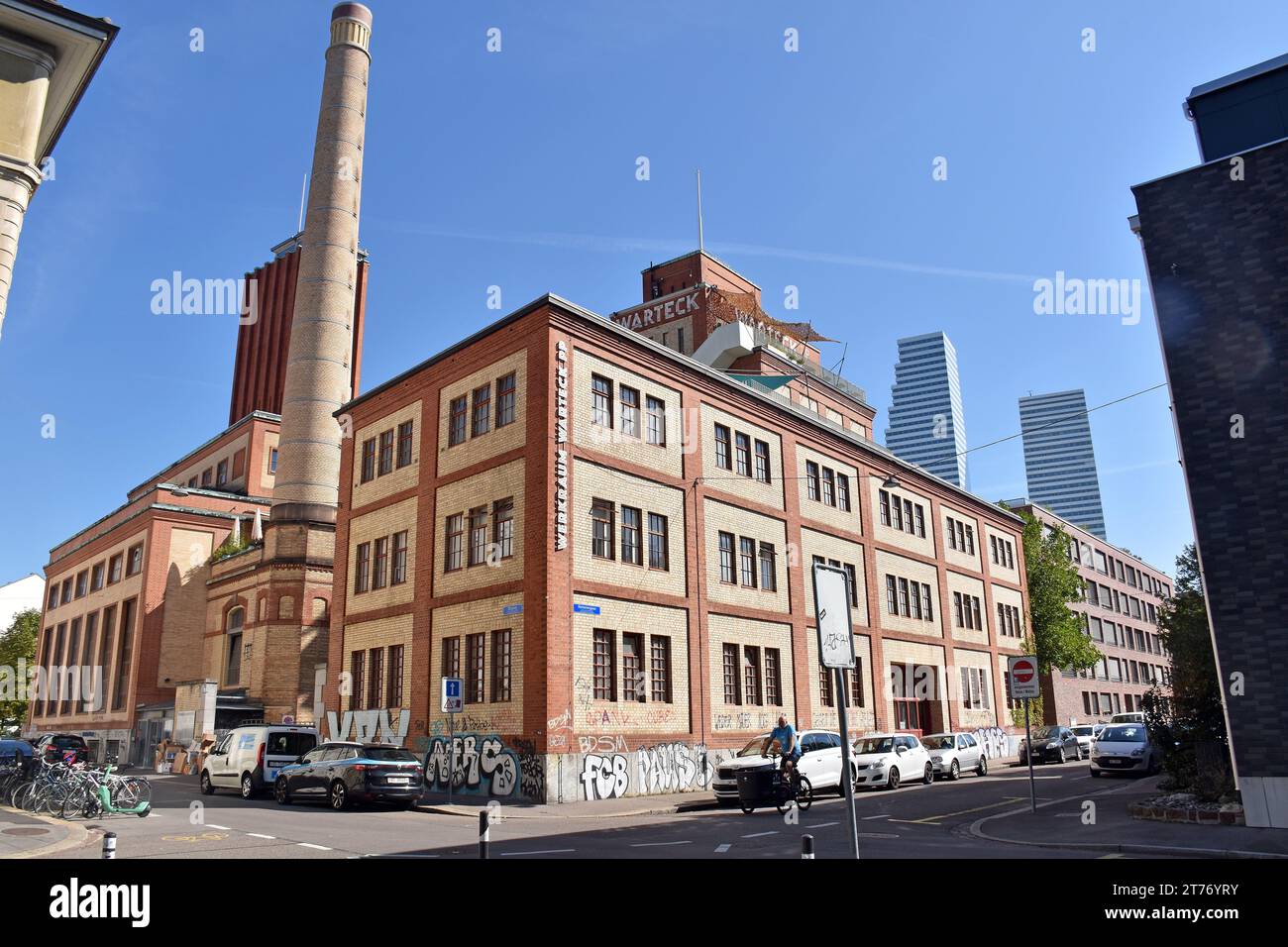 The former Warteck brewery, in Basel, brilliantly recycled into a multi-function building with studios, cultural projects, restaurants, events etc Stock Photo
