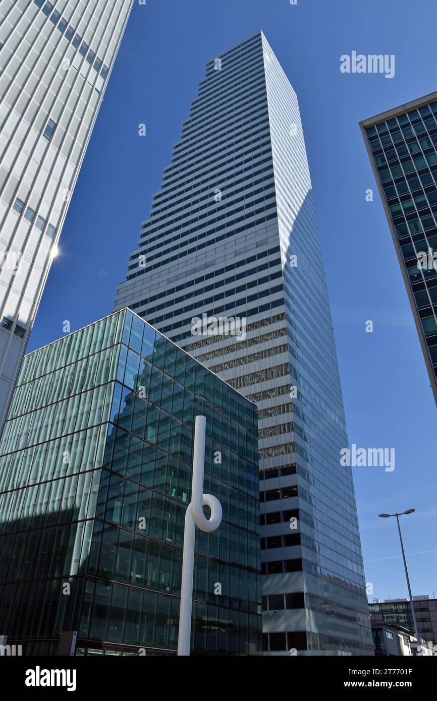 Roche Tower, 1 built for Pharmaceutical company Hoffman-La Roche, in Basel Switzerland, 41 storeys, architects Herzog & de Meuron Stock Photo