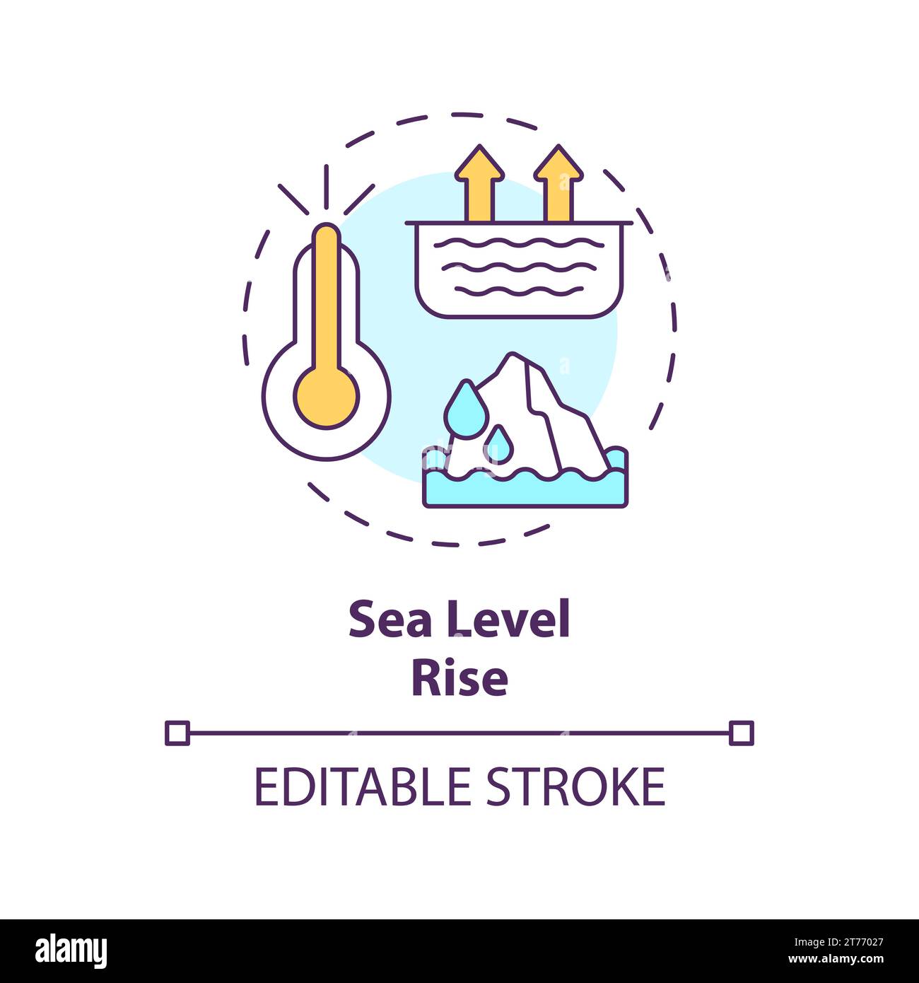 2D thin linear icon sea level rise concept Stock Vector Image & Art Alamy