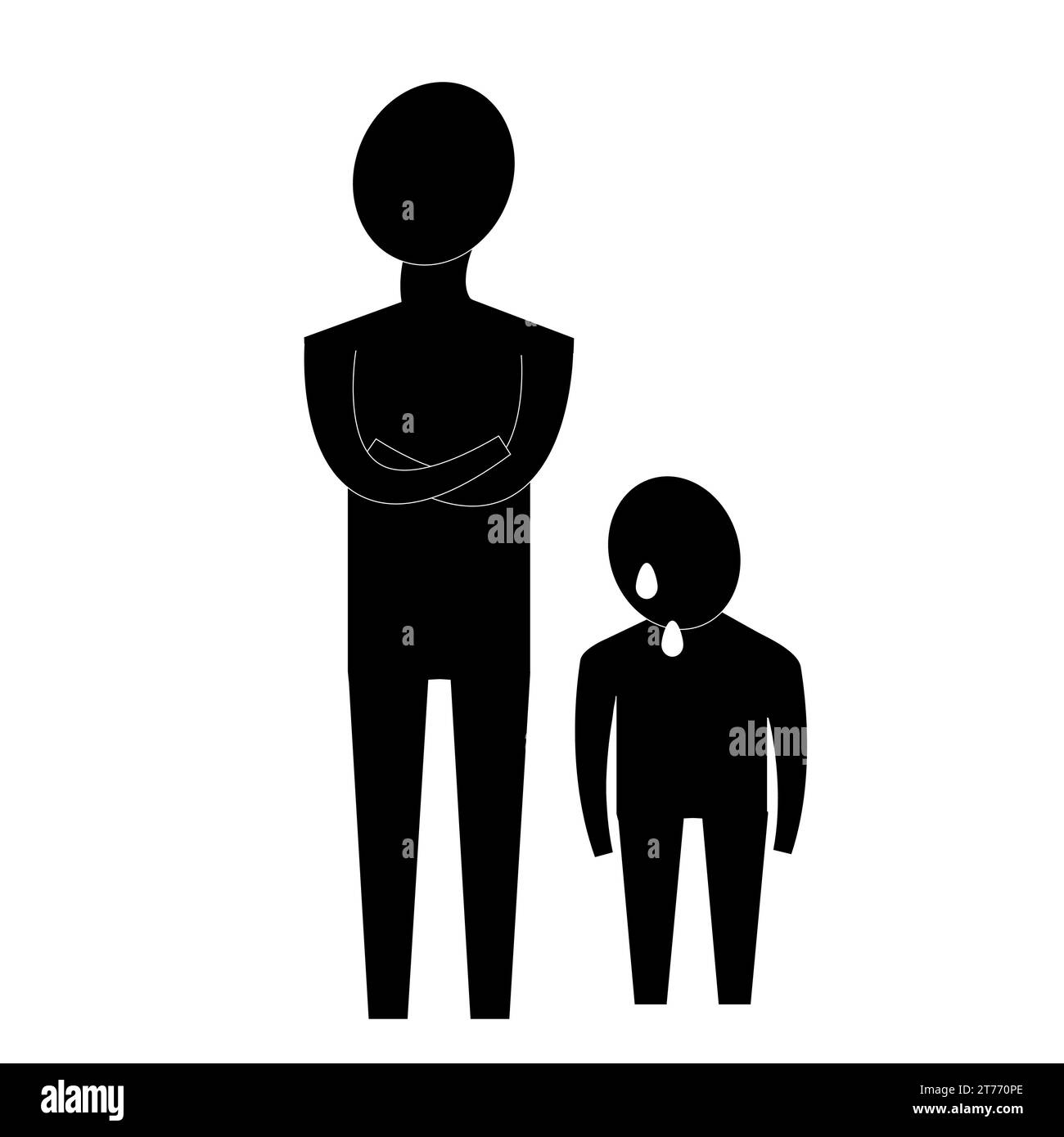 Infographics abusive parent not paying attention to crying child, denial of children's needs, neglect, narcissistic parent or guardian. The icon depic Stock Vector