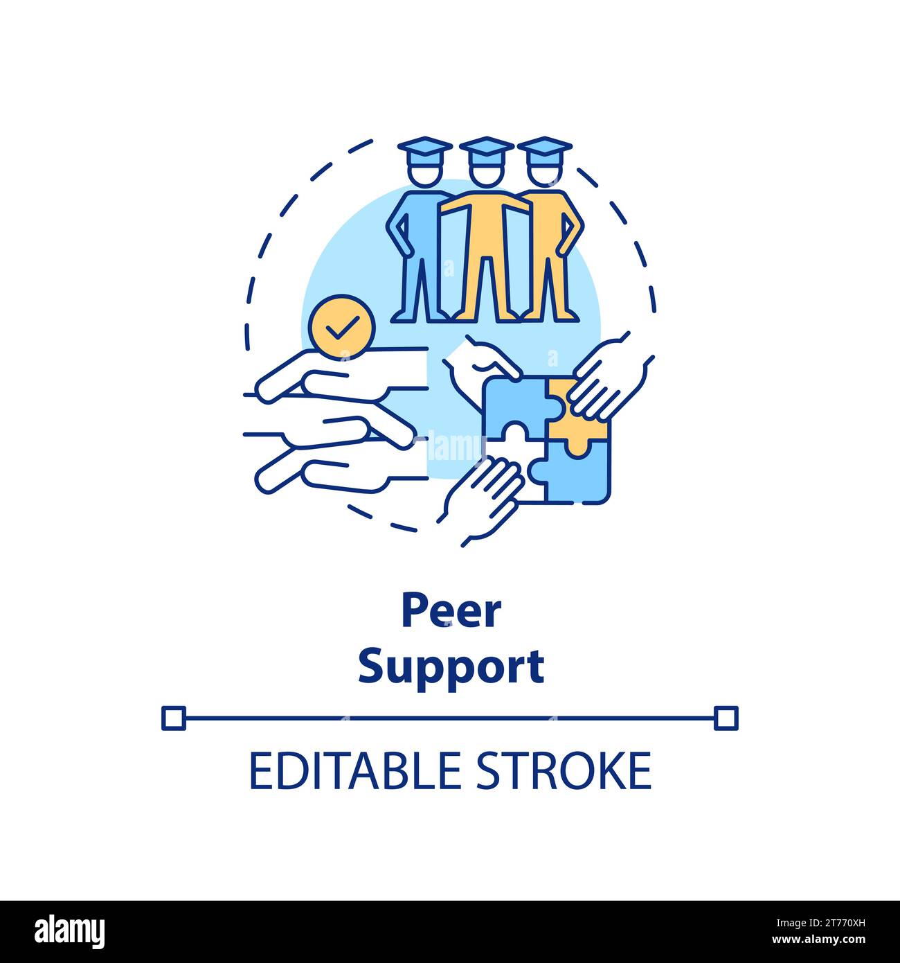 Thin line colorful icon peer support concept Stock Vector