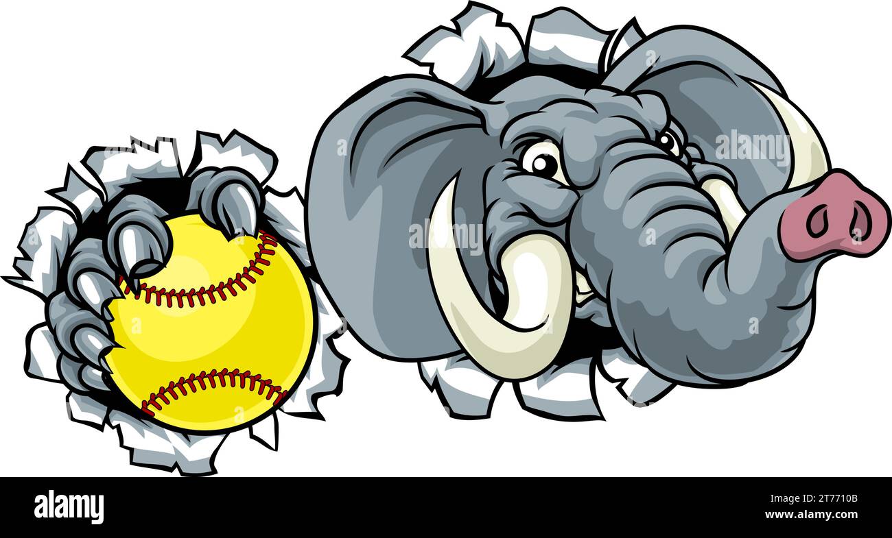 Elephant Softball Animal Sports Team Mascot Stock Vector Image & Art