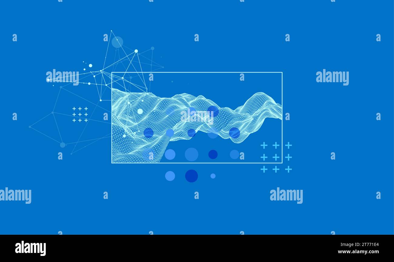 Modern science or technology elements in square. Trendy abstract background. Surface illustration. Hand drawn vector art. Stock Vector